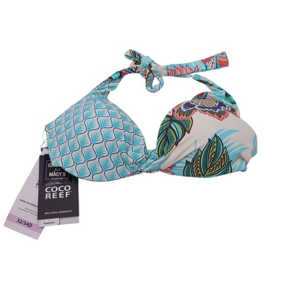 NWT Coco Reef Verso Reversible Bra-Sized Twist-Front Bikini Top Sz 32/34D Multi - Picture 3 of 13